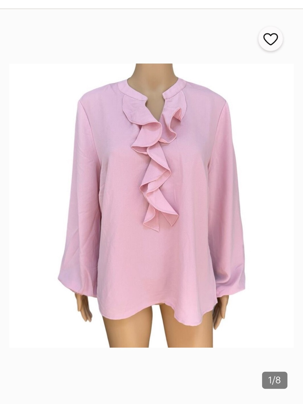 Nine West Soft Pink Ruffle Front Blouse